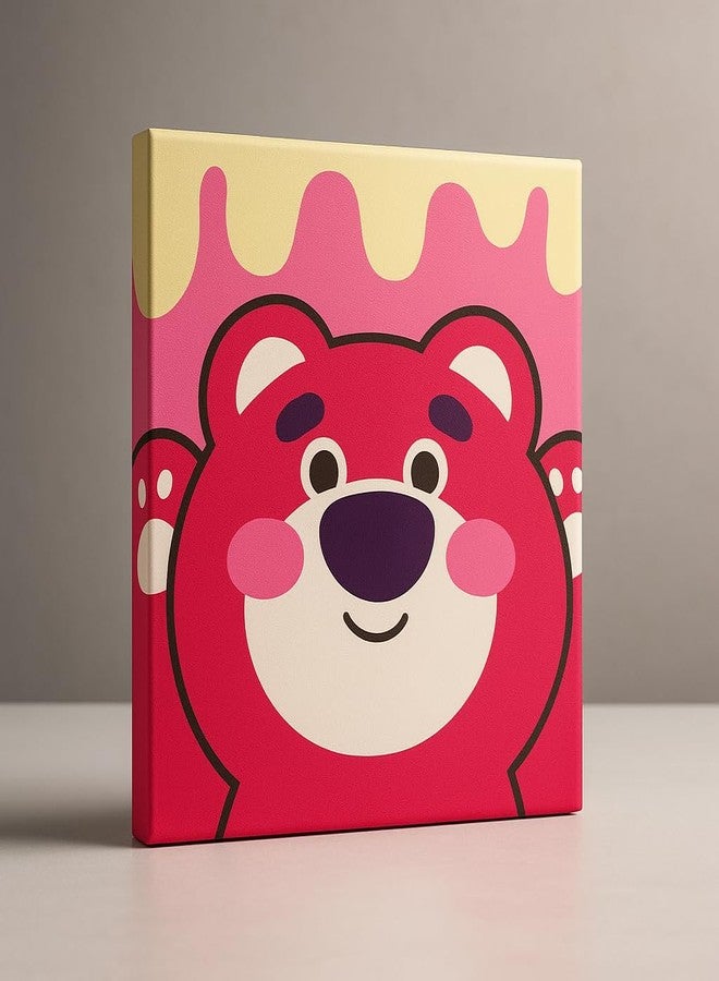CHEFERYN Red Bear DIY Pom-Pom Art Canvas Kit for Kids - 8x8 Inch Cute Bear Craft Set - Easy & Fun Creative Activity for Children - Animal Wall Décor for Nursery or Playroom - Image 1